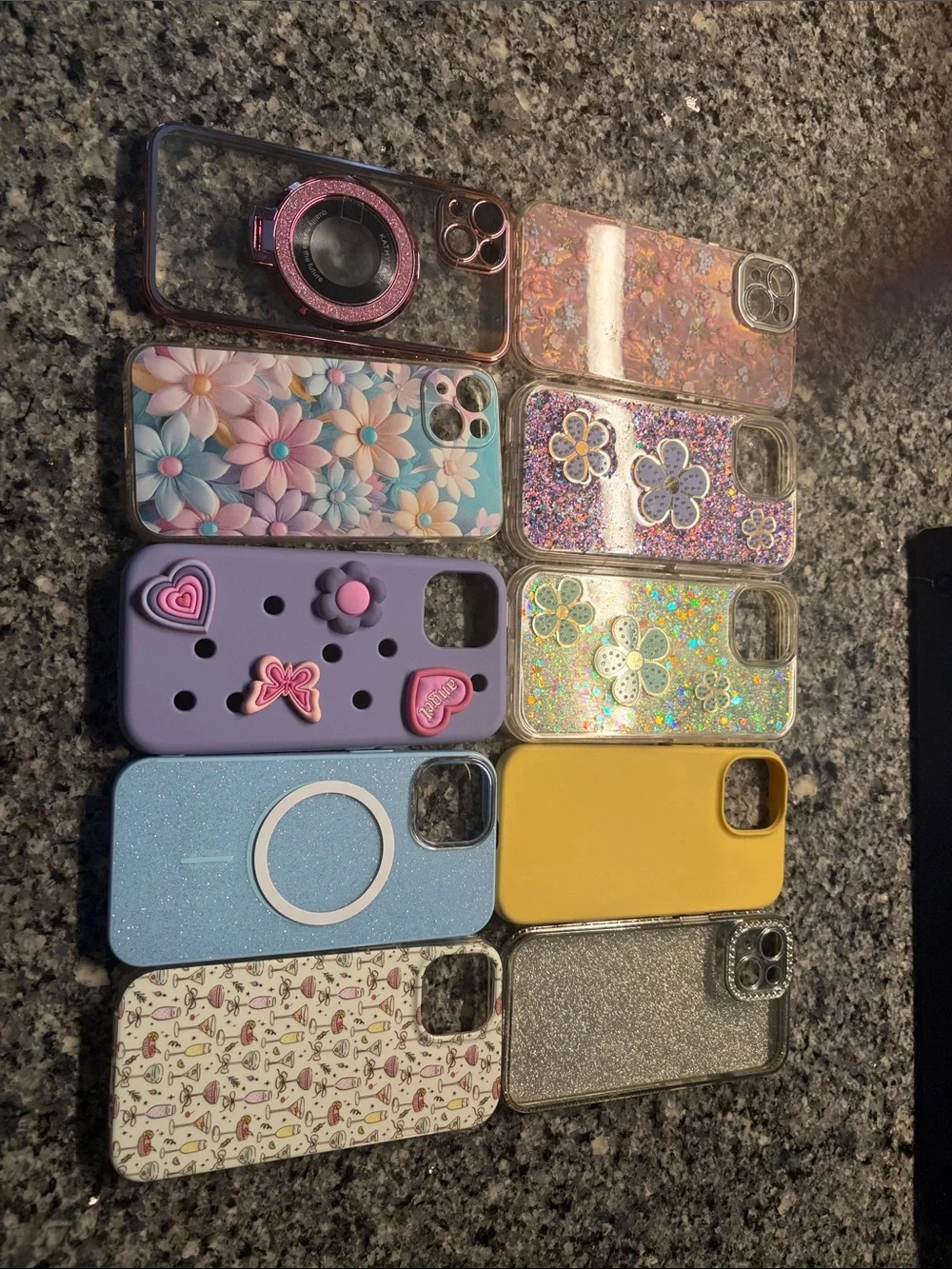 Floral Purple Glitter Phone Case - Brand Unspecified